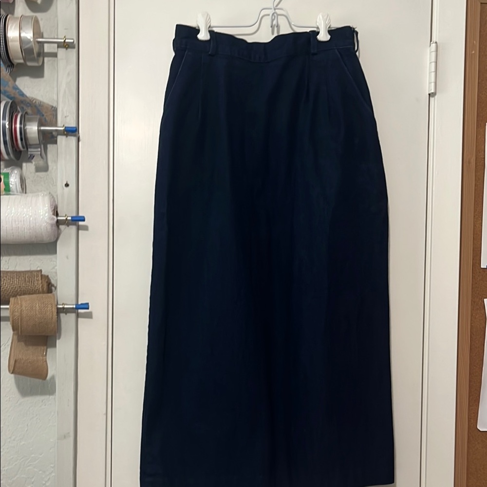 Elegant Blue A-Line denim Maxi Skirt for Work
